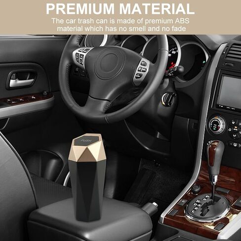 Car Trash Can, Car Mini Trash Can with 4 Pcs Trash Bags, Car Accessories for Interior, Leakproof Small Trash Cup, for Automotive Car, Home, Office, Kitchen, Bedroom(Gold) in Saudi Arabia