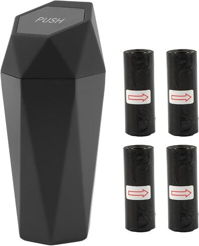 Car Trash Can, Car Mini Trash Can with 4 Pcs Trash Bags, Car Accessories for Interior, Leakproof Small Trash Cup, for Automotive Car, Home, Office, Kitchen, Bedroom(Gold) in Saudi Arabia