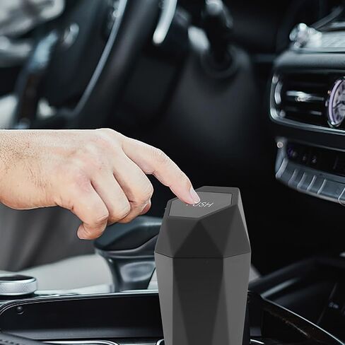 Car Trash Can, Car Mini Trash Can with 4 Pcs Trash Bags, Car Accessories for Interior, Leakproof Small Trash Cup, for Automotive Car, Home, Office, Kitchen, Bedroom(Gold) in Saudi Arabia