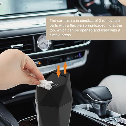 Car Trash Can, Car Mini Trash Can with 4 Pcs Trash Bags, Car Accessories for Interior, Leakproof Small Trash Cup, for Automotive Car, Home, Office, Kitchen, Bedroom(Gold) in Saudi Arabia