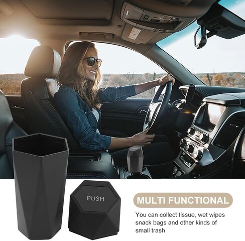 Car Trash Can, Car Mini Trash Can with 4 Pcs Trash Bags, Car Accessories for Interior, Leakproof Small Trash Cup, for Automotive Car, Home, Office, Kitchen, Bedroom(Gold) in Saudi Arabia
