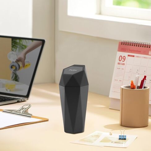 Car Trash Can, Car Mini Trash Can with 4 Pcs Trash Bags, Car Accessories for Interior, Leakproof Small Trash Cup, for Automotive Car, Home, Office, Kitchen, Bedroom(Gold) in Saudi Arabia