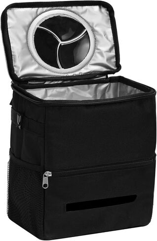 سلة قمامة السيارة مع غطاء سلة مهملات السيارة مع حقيبة مناديل معلقة حقيبة قمامة السيارة لسيارات الدفع الرباعي باللون الأسود in Kuwait