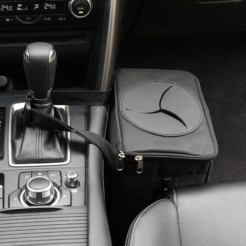 سلة قمامة السيارة مع غطاء سلة مهملات السيارة مع حقيبة مناديل معلقة حقيبة قمامة السيارة لسيارات الدفع الرباعي باللون الأسود in Kuwait