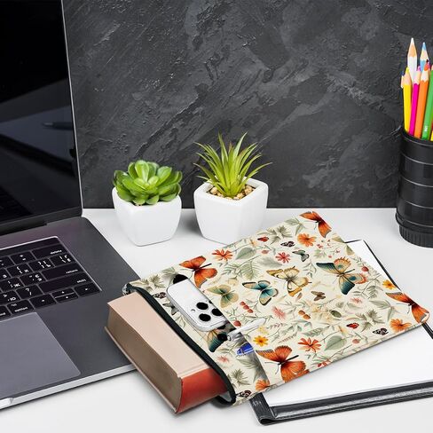Flowers Butterfly Book Lovers Gifts Book Sleeve, Book Accessories Bookish Gifts Book Gifts for Women Girls Appreciation Christmas Birthday, Book Pouch Book Protector with Zipper and Front Pocket in Saudi Arabia