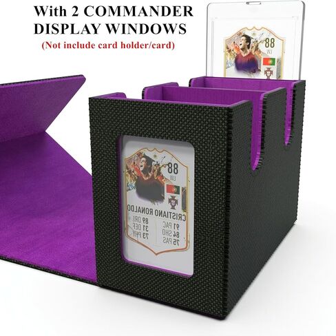 Card Deck Box for MTG Commander Display, Card Storage Box Holds 280+ single sleeved Cards, Card Box with 4 Dividers, PU Leather Card Case Holder for EDH,CCG, MTG.Sports Playing Cards in Saudi Arabia