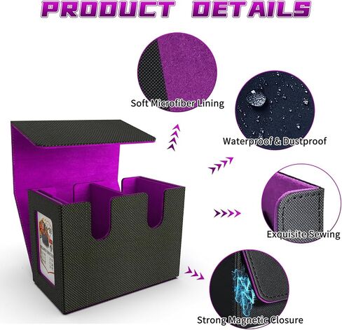 Card Deck Box for MTG Commander Display, Card Storage Box Holds 280+ single sleeved Cards, Card Box with 4 Dividers, PU Leather Card Case Holder for EDH,CCG, MTG.Sports Playing Cards in Saudi Arabia