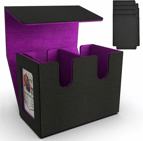 Card Deck Box for MTG Commander Display, Card Storage Box Holds 280+ single sleeved Cards, Card Box with 4 Dividers, PU Leather Card Case Holder for EDH,CCG, MTG.Sports Playing Cards in Saudi Arabia