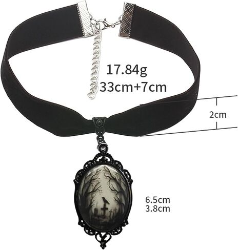 Gothic Velvet Victorian Choker Necklace,Vintage Stardust Crystal Cameo Pendant Necklace Punk Style Satan Demon Halloween Necklace Jewelry for Women in Kuwait