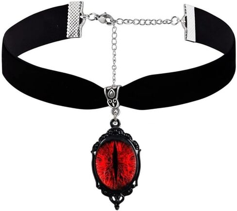 Gothic Velvet Victorian Choker Necklace,Vintage Stardust Crystal Cameo Pendant Necklace Punk Style Satan Demon Halloween Necklace Jewelry for Women in Kuwait