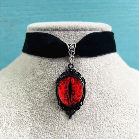 Gothic Velvet Victorian Choker Necklace,Vintage Stardust Crystal Cameo Pendant Necklace Punk Style Satan Demon Halloween Necklace Jewelry for Women in Kuwait