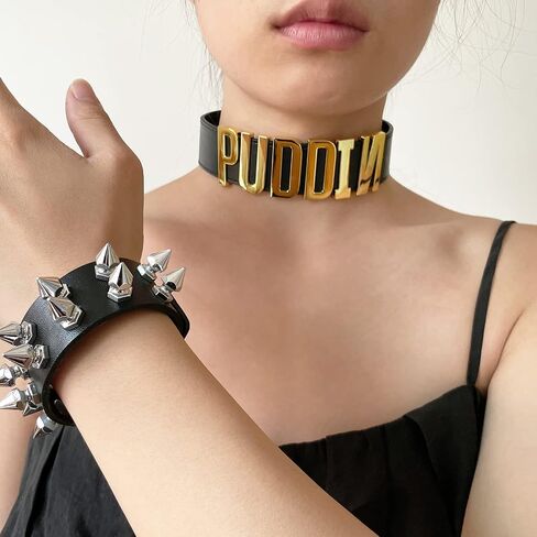 Halloween Choker Bracelet for Women Collar Pu Leather Choker Necklace Spike Bracelet Halloween Holiday Custume Accessiores in Saudi Arabia