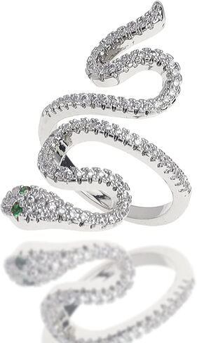 Jean Beau Punk Snake Heart Statement Rings Set for Women Cocktail Fashion Vintage Wrap Finger Ring Costume Jewelry Gift in Kuwait