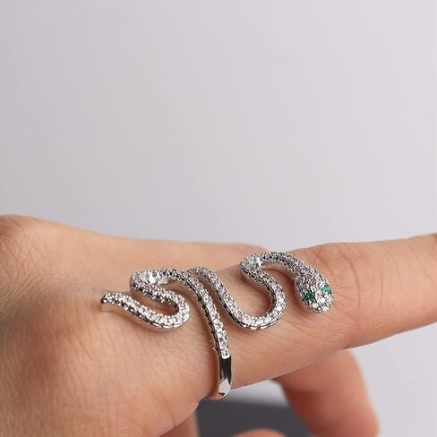 Jean Beau Punk Snake Heart Statement Rings Set for Women Cocktail Fashion Vintage Wrap Finger Ring Costume Jewelry Gift in Kuwait