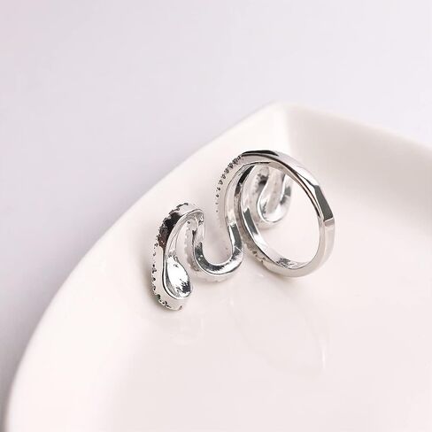 Jean Beau Punk Snake Heart Statement Rings Set for Women Cocktail Fashion Vintage Wrap Finger Ring Costume Jewelry Gift in Kuwait