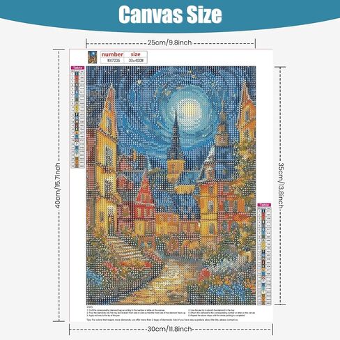 مجموعات الرسم الفني الماسي من QENSPE للبالغين والمبتدئين، لوحات نقاط ماسية دائرية كاملة الحفر DIY، مجموعات رسم فنية وحرف يدوية 5D مقاس 12 × 16 بوصة in Kuwait