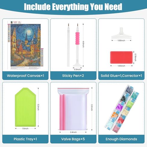 مجموعات الرسم الفني الماسي من QENSPE للبالغين والمبتدئين، لوحات نقاط ماسية دائرية كاملة الحفر DIY، مجموعات رسم فنية وحرف يدوية 5D مقاس 12 × 16 بوصة in Kuwait