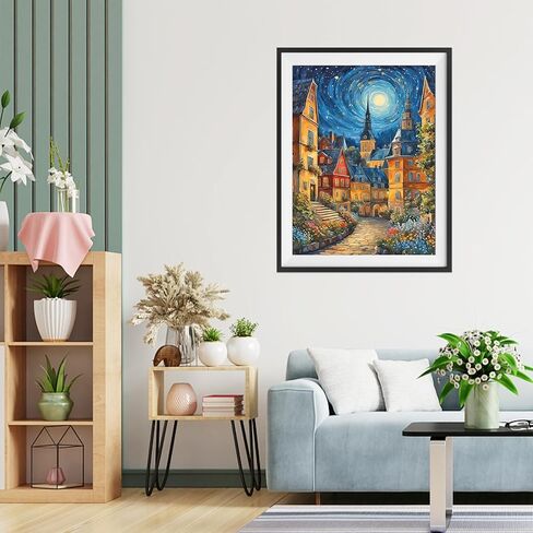 مجموعات الرسم الفني الماسي من QENSPE للبالغين والمبتدئين، لوحات نقاط ماسية دائرية كاملة الحفر DIY، مجموعات رسم فنية وحرف يدوية 5D مقاس 12 × 16 بوصة in Kuwait