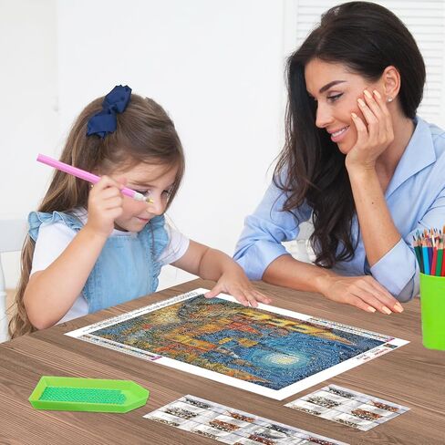 مجموعات الرسم الفني الماسي من QENSPE للبالغين والمبتدئين، لوحات نقاط ماسية دائرية كاملة الحفر DIY، مجموعات رسم فنية وحرف يدوية 5D مقاس 12 × 16 بوصة in Kuwait