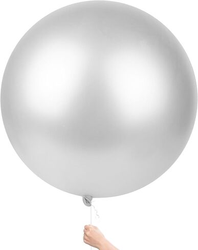 3 otters 4PCS Big Balloons, 36 Inch Silver Metallic Large Balloons Jumbo Latex Giant Balloons for Birthday Baby Shower Wedding Party Decorations in Saudi Arabia