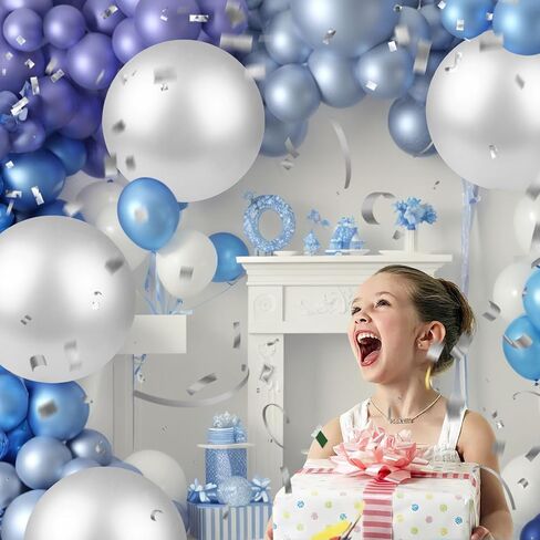 3 otters 4PCS Big Balloons, 36 Inch Silver Metallic Large Balloons Jumbo Latex Giant Balloons for Birthday Baby Shower Wedding Party Decorations in Saudi Arabia