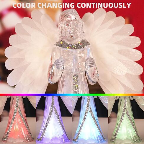 Angel Snow Globe Color Changing Lamp, 8.5“ Christmas Angels Figurines with Fiber Optic Wings, Prayer Angel Lights Acrylic Statue, 6 Hour Timer, Battery Operated Christmas Home Decor in Saudi Arabia