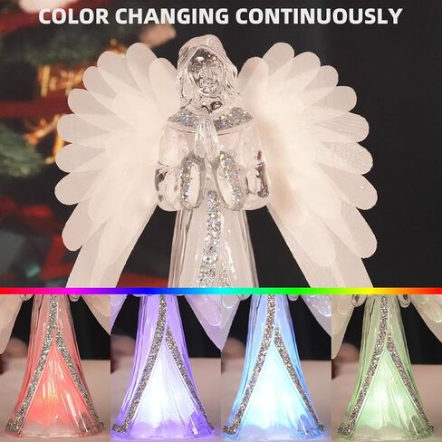 Angel Snow Globe Color Changing Lamp, 8.5“ Christmas Angels Figurines with Fiber Optic Wings, Prayer Angel Lights Acrylic Statue, 6 Hour Timer, Battery Operated Christmas Home Decor in Saudi Arabia