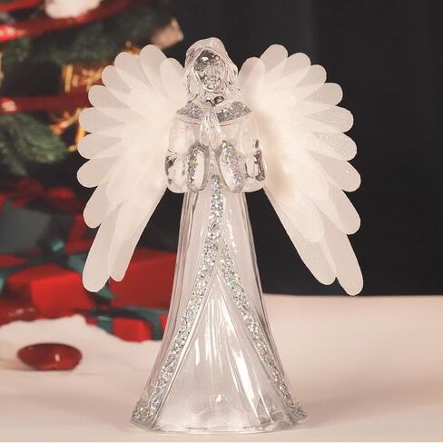 Angel Snow Globe Color Changing Lamp, 8.5“ Christmas Angels Figurines with Fiber Optic Wings, Prayer Angel Lights Acrylic Statue, 6 Hour Timer, Battery Operated Christmas Home Decor in Saudi Arabia