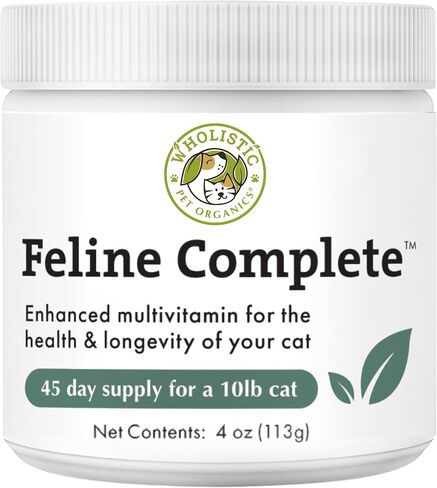 Wholistic Pet Organics Feline Complete: مسحوق الفيتامينات المتعددة للقطط - 8 أونصة - مكملات دعم المناعة للقطط - مضادات الأكسدة - نكهة اليقطين العضوية (اليقطين العضوي، 8 أونصة) in Kuwait
