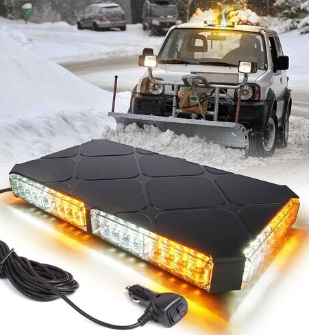 LUMENIX 48 LED سقف علوي ستروب أضواء منارة شريط على السطح تحذير من المخاطر في حالات الطوارئ سلامة وامضة ضوء المحراث لمركبات البناء سحب الشاحنات التجارية البريدية سيارات الأمن Snowplow - العنبر الأبيض in Saudi Arabia