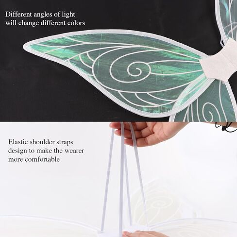 PESAAT Fairy Wings for Adult Sparkling Sheer Girls Butterfly Wings with Fairy Hair Tinsel,Elf Ears,Flower Garland,Wand in Kuwait