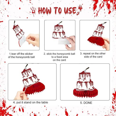 8 Pcs Have a Killer Birthday Party Decoration, Halloween Horror Theme Honeycomb Centerpieces 3D Double Sided Table Decorations for Bloody Horror Movie Birthday Party Supplies Decor in Saudi Arabia