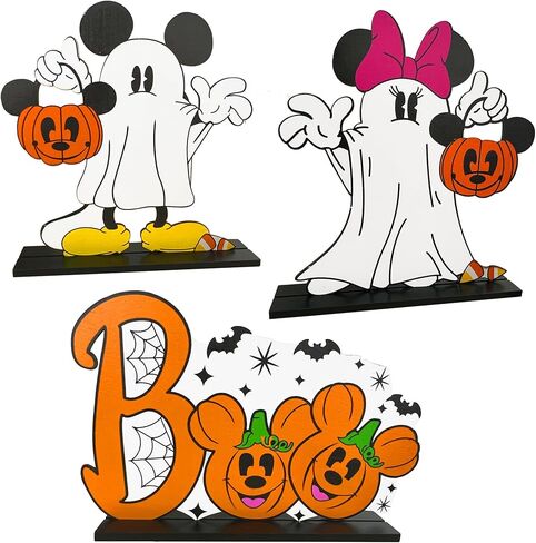 3 قطع من قطع مركزية للطاولة الخشبية من فأر الهالوين لتزيين الفأر الهالوين قطعة مركزية للطاولة من أجل عيد الهالوين السعيد والهالوين على شكل يقطين لمستلزمات حفلات الهالوين in Kuwait