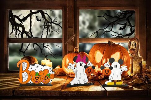 3 قطع من قطع مركزية للطاولة الخشبية من فأر الهالوين لتزيين الفأر الهالوين قطعة مركزية للطاولة من أجل عيد الهالوين السعيد والهالوين على شكل يقطين لمستلزمات حفلات الهالوين in Kuwait