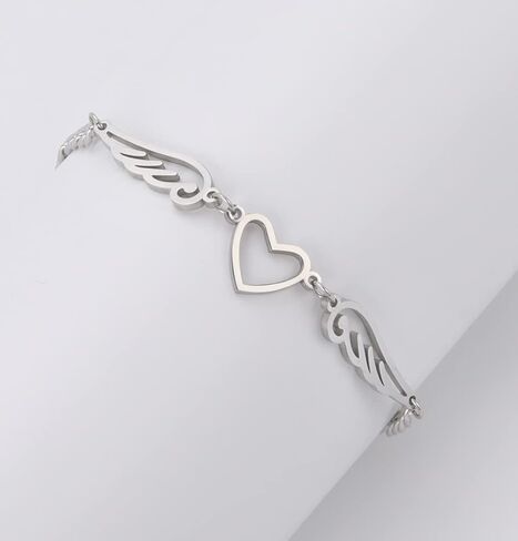 UNIFT Anklet For Women - Angel Wings Heart Anklet - Stainless Steel Hollow Out Adjustable Wings Heart Charm Ankle Chain Jewelry Gift For Women in Kuwait