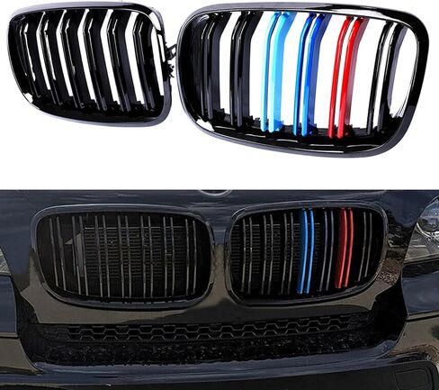 Front Kidney Grille M Color Gloss Black Compatible with 2007 2008 2009 2010 2011 2012 2013 E70 E71 X5 X6 in Kuwait
