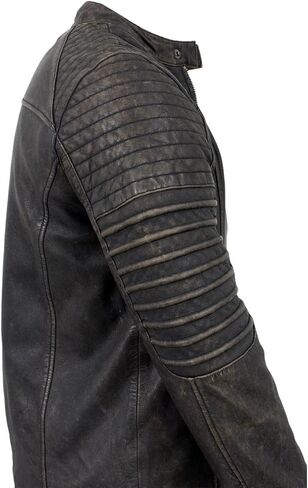 Milwaukee Leather Vintage SFM1808 Men's Black Leather Seamed Shoulder Zipper Front Jacket in Saudi Arabia