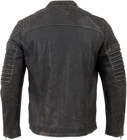 Milwaukee Leather Vintage SFM1808 Men's Black Leather Seamed Shoulder Zipper Front Jacket in Saudi Arabia