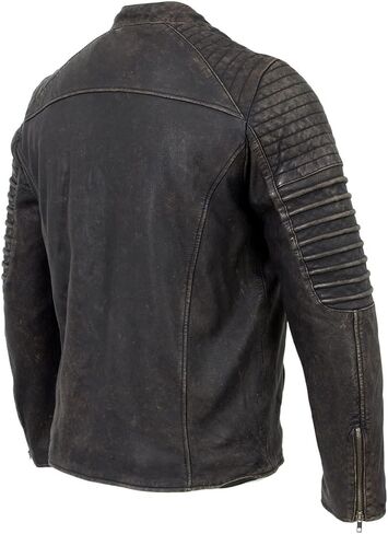 Milwaukee Leather Vintage SFM1808 Men's Black Leather Seamed Shoulder Zipper Front Jacket in Saudi Arabia