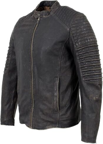 Milwaukee Leather Vintage SFM1808 Men's Black Leather Seamed Shoulder Zipper Front Jacket in Saudi Arabia