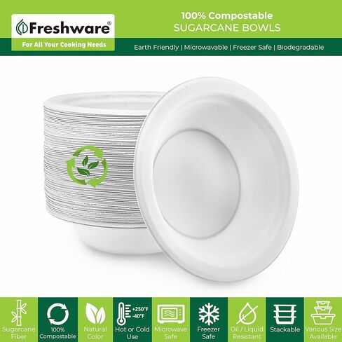 حاويات فريشوير صدفية، 8 × 8 بوصة، 3 أقسام، 50 عبوة، طبيعية in Kuwait