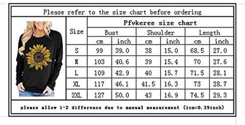Pfvkeree Women's Sunflower Graphic T Shirt Cute Funny Long Sleeve Casual Cotton Tee Tops in Saudi Arabia