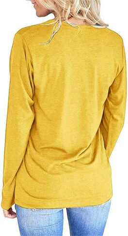 Pfvkeree Women's Sunflower Graphic T Shirt Cute Funny Long Sleeve Casual Cotton Tee Tops in Saudi Arabia