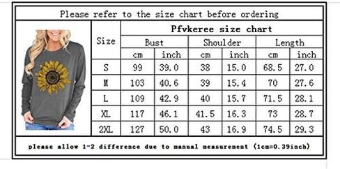 Pfvkeree Women's Sunflower Graphic T Shirt Cute Funny Long Sleeve Casual Cotton Tee Tops in Saudi Arabia