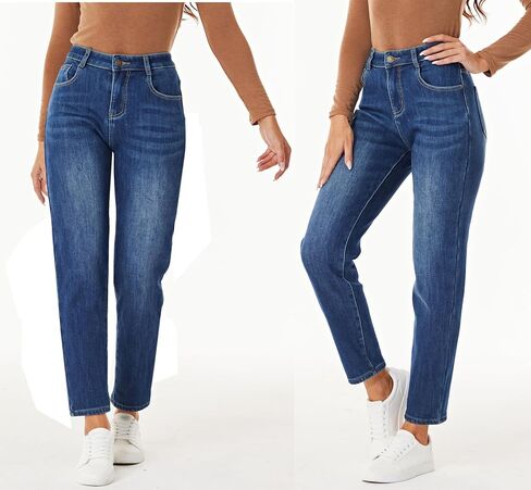 Women's Winter Fleece Lined Jeans Girlfriend Mid Rise Casual Thermal Sherpa Warm Denim Jean in Kuwait