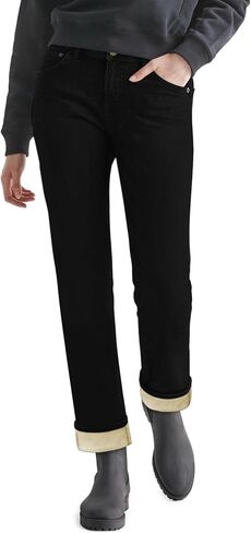 Women Fleece Lined Jeans Women's High Waisted Straight Leg Jeans Winter Fleece Lined Jean Pants in Kuwait