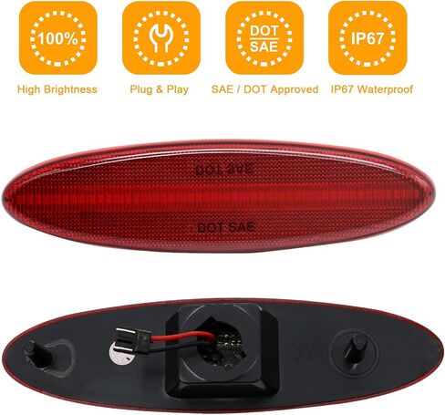 ضوء علامة جانبية LED كامل متوافق مع Corvette C5 1997-2004، غطاء أحمر LED أحمر المصد الخلفي استبدال مصباح وقوف السيارات OE # 16523536,16524722 in Kuwait