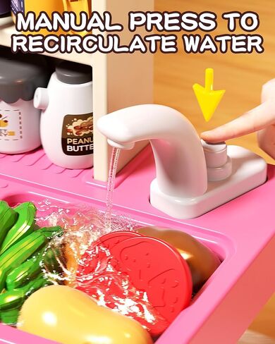 33.8IN - 70PCS Kids Kitchen Playset with Sound & Light - Cooking Stove with Steam, Play Sink and Toy Kitchen Accessories - Pretend Kitchen Play Food Toys for Kids Boys Girls - Toddler Play Kitchen Set in Saudi Arabia