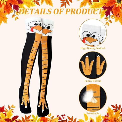 Chicken Leg Socks Thanksgiving Funny Socks for Women Men Novelty Crazy Chicken Feet Sock Knee-High Turkey Gag Gifts in Saudi Arabia