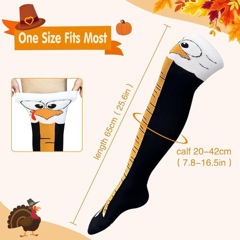 Chicken Leg Socks Thanksgiving Funny Socks for Women Men Novelty Crazy Chicken Feet Sock Knee-High Turkey Gag Gifts in Saudi Arabia